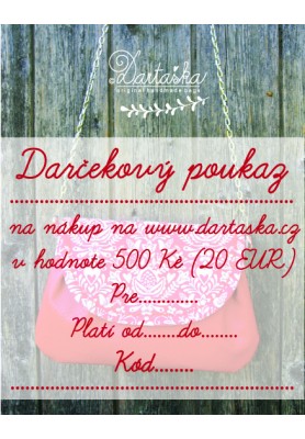 Darčekový poukaz v hodnote 500 Kč/20 E